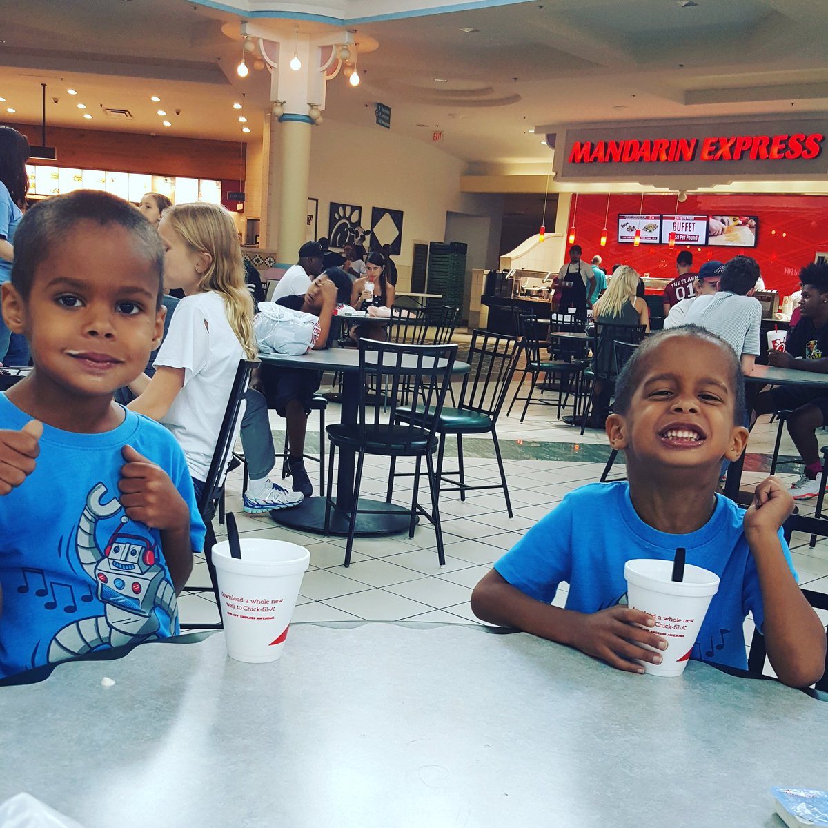 A treat of ice cream after a haircut. #noahanddaniel #boysdayout #icecream #chicfila  #mallmoments