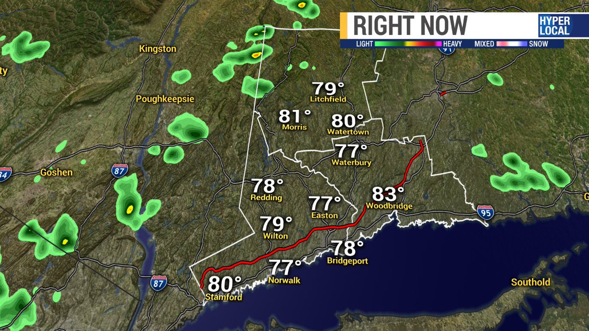 MichelePowersWx's tweet photo. Widely sct'd showers around the region for #WesternCT too. Warm & humid. https://t.co/CoCsc93QGo https://t.co/w6c4y0LI8J