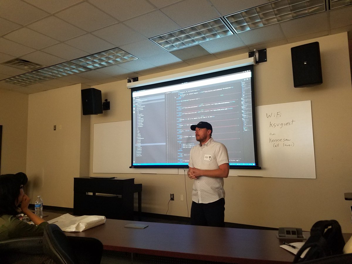jeremylikness's tweet image. Watching @tripdubroot rock #docker #revealjs #ai presentation hosting to #azure container instances from his #linux machine #atlcodecamp