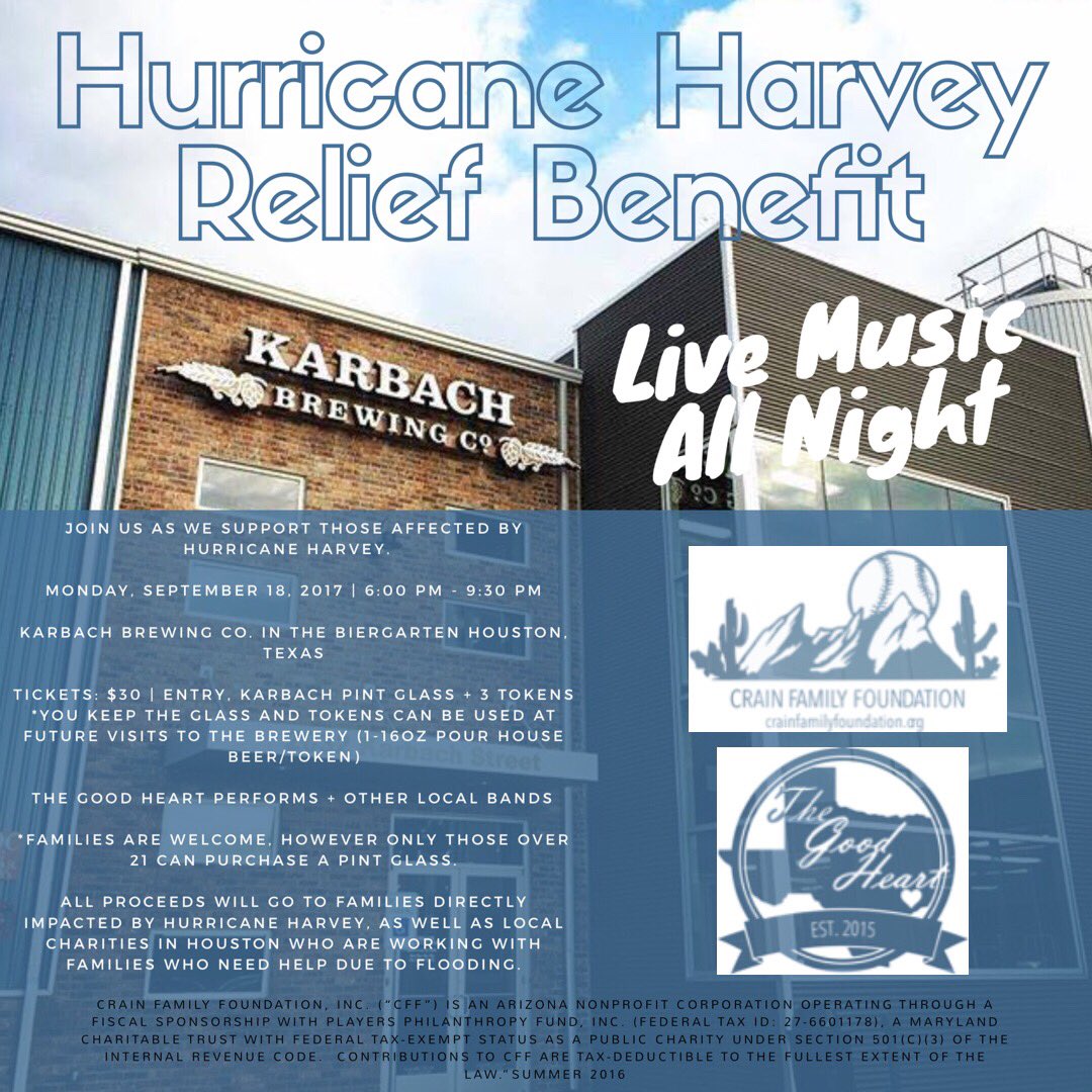 Jesse Crain (@jessecrain) on Twitter photo I hope everyone can make it out to <a href="/karbachbrewing/">Karbach Brewing</a> on Monday night, but if you can't you can always donate at: crainfamilyfoundation.org I hope everyone can make it out to <a href="/karbachbrewing/">Karbach Brewing</a> on Monday night, but if you can't you can always donate at: crainfamilyfoundation.org