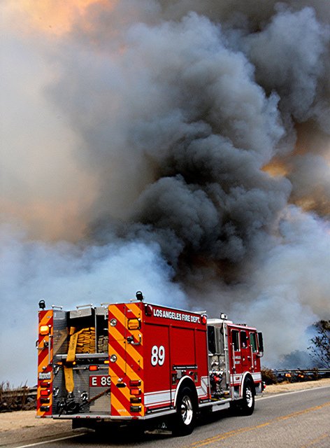 LAFD Engine at a brush fire.