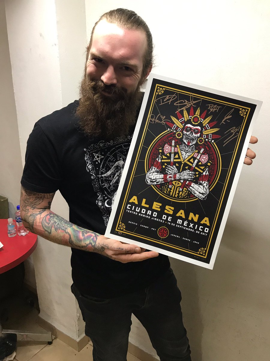 RevivalRecs's tweet photo. If you're at the @Alesana show tonight in Mexico, make sure to pick up a limited, hand printed poster by @dennydiablo https://t.co/lGInjh5zFF