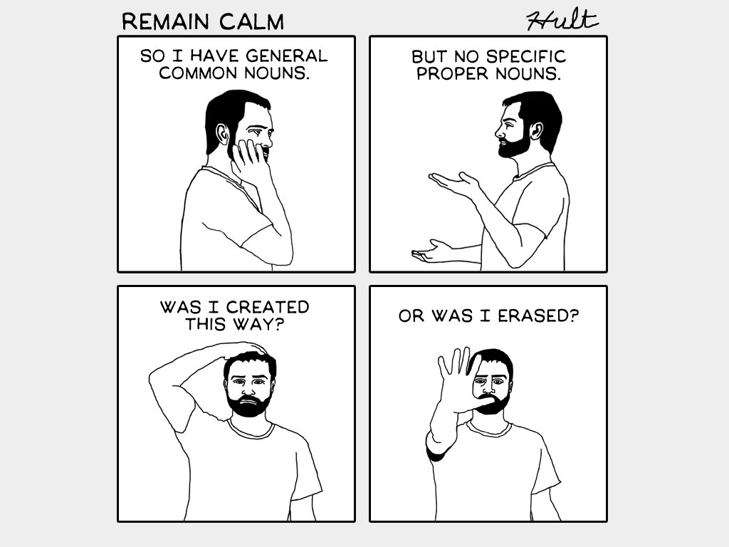 RemainCalmComic's tweet image. Remain Calm #6: Nouns. #webcomics #comics #cartoon #grammar #erasure