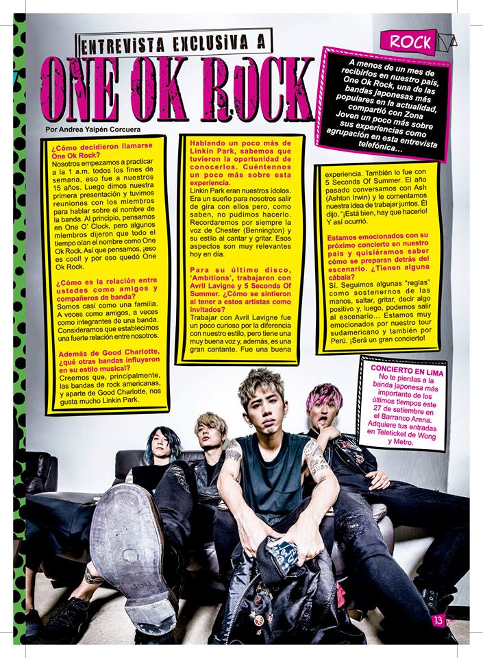 MoveConcertsPE's tweet photo. ¡A 11 DÍAS para ver a ONE OK ROCK en Lima! 
Consigue tu entrada en TELETICKET. Precios desde 130 soles :)
Mira la entrevista con Zona Joven https://t.co/fnlxbqKxGj