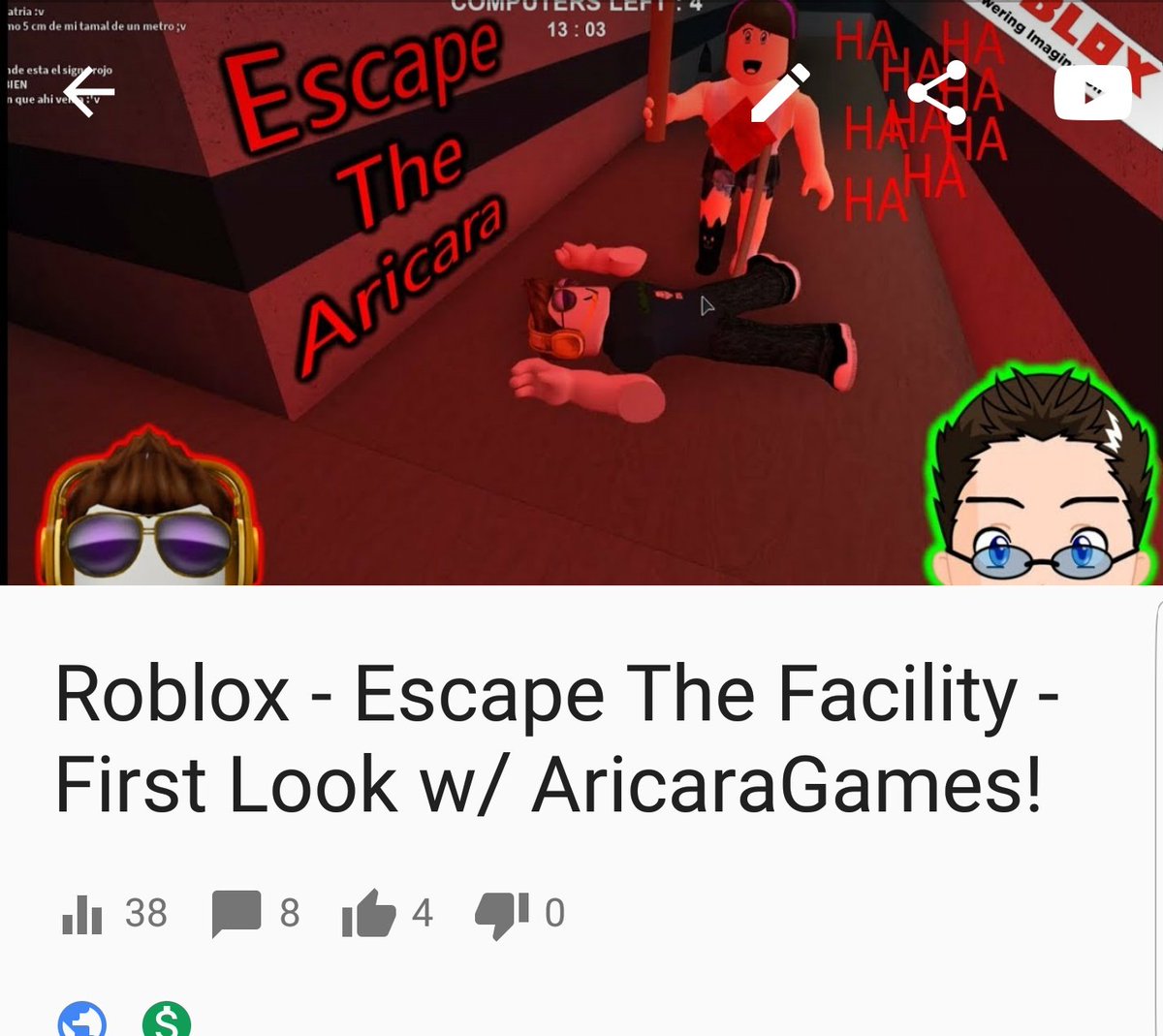Codeprime8 On Twitter Ok So 5 Hours 38 Views 55k Subs - roblox escape the facility first look w aricaragames youtube