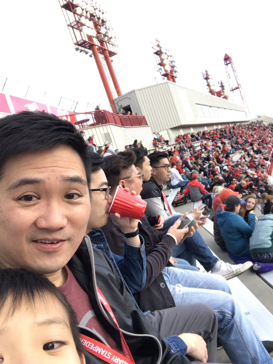 hlhkwok's tweet photo. Team Chinatown 8189 enjoying the Stamps game!  @PrairieGenNext #GoStampsGo https://t.co/SlLxl1TKBi