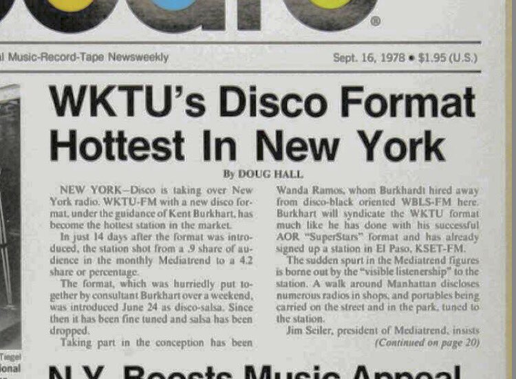 RadioRewinder's tweet photo. #WKTU #NewYork September 16 1978 https://t.co/Ya16PObBnj