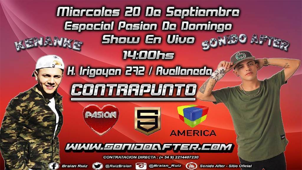 henrybk89's tweet photo. Este miércoles 20 #Contrapunto de #SonidoAfter Vs #Kenanke en vivo en #PasionDeSabado https://t.co/nzGKYBCH0K https://t.co/Oq3O6B8ctR