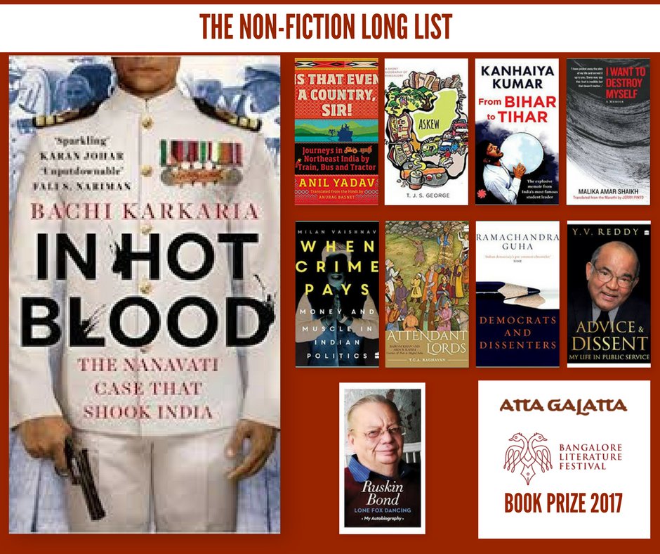 AttaGalatta's tweet photo. In Hot Blood, written by @bachikarkaria has been longlisted for the @AttaGalatta -@BlrLitFest #BookPrize2017 under Non-Fiction. https://t.co/FIIXDpKUfS