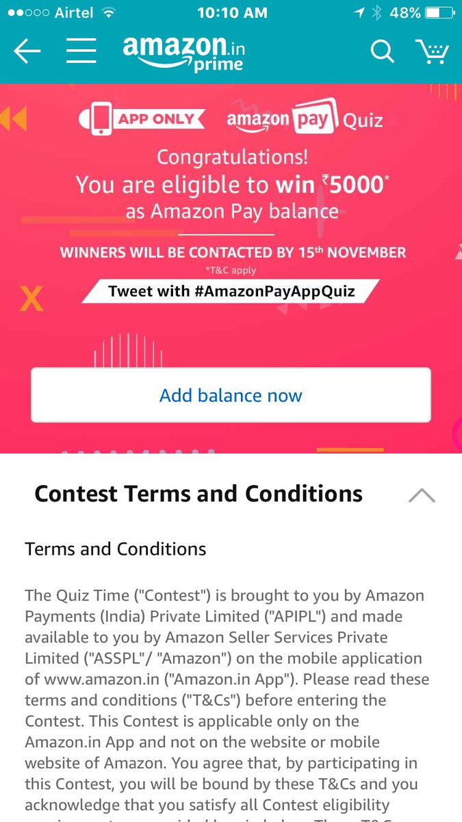 Garvgulati1234's tweet image. #amazonappquiz