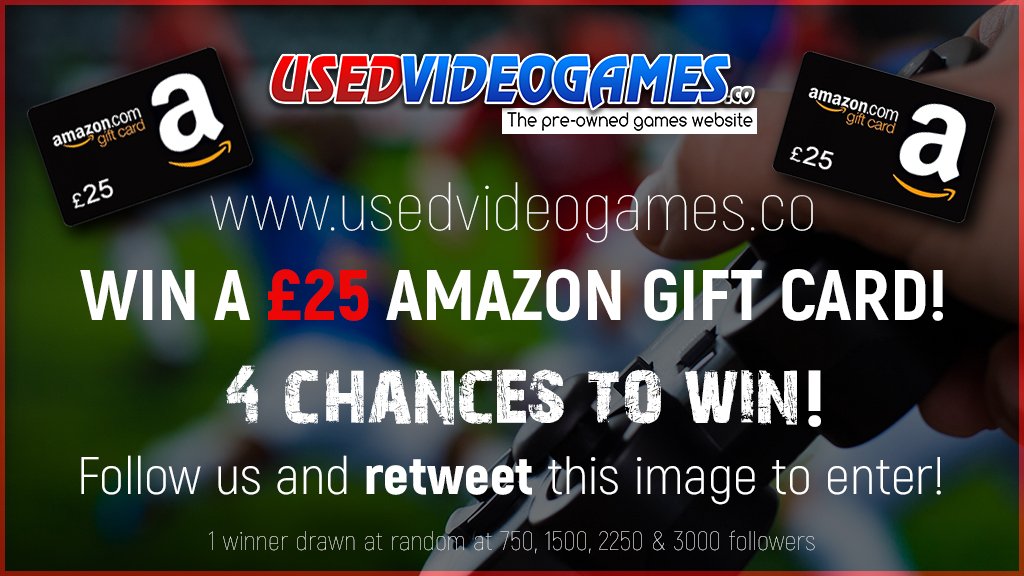 UsedVidGames's tweet photo. Who wants to #win a £25 Amazon gift card? You do? Follow &amp; RT &amp; we'll pick a winner at 750, 1500, 2250 &amp; 3000 followers. Good luck! https://t.co/hL0k7YTU5U