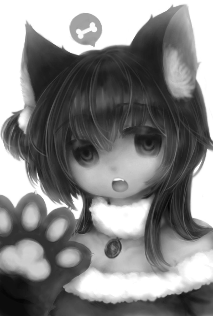 Oo 遊牧民のクジラ 気になってたグリザイユ画法で描いてみたケモミミっ娘 ワンコのつもりだけどネコにも見える が気にしない W アイビスペイント グリザイユ画法 イラスト