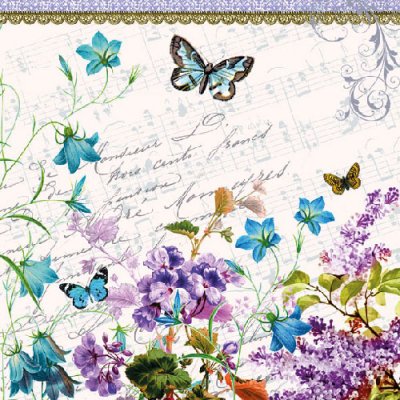 #decoupagenapkin #romanticflowers #butterflies #sheetmusic