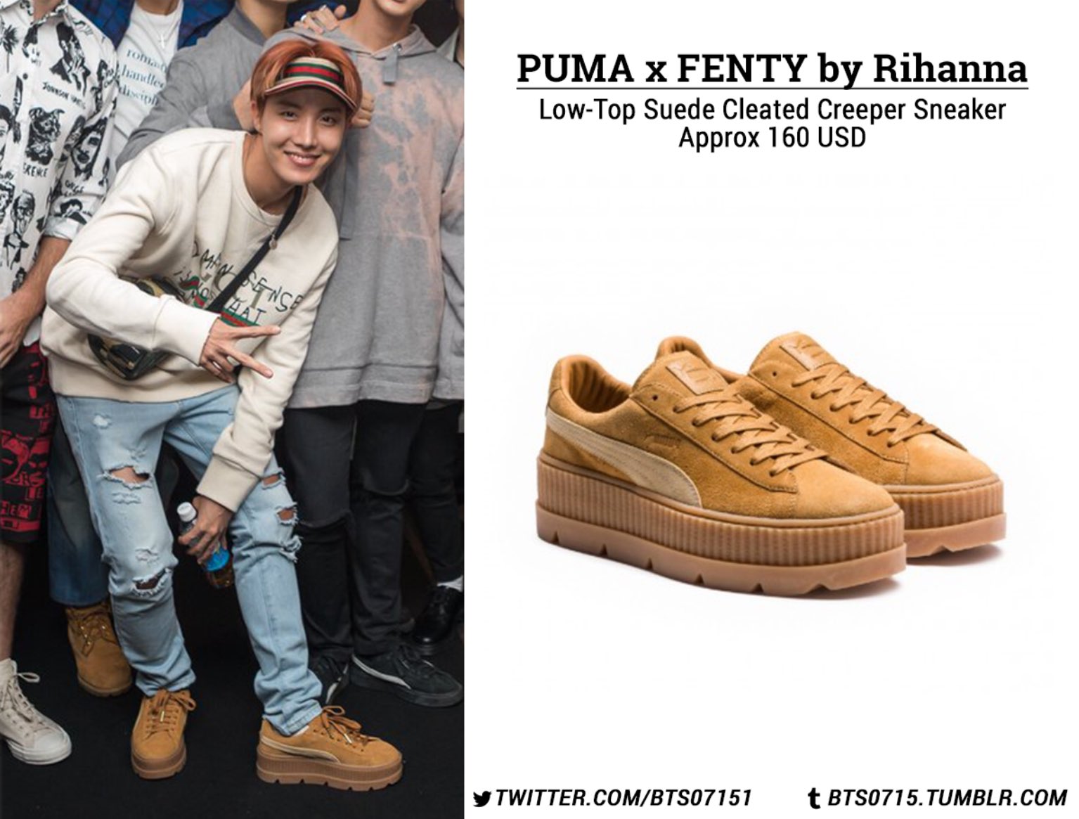 Bts0715 ⁷ Twitterren: "170910 #BTS #JHOPE #정호석 👉🏽PUMA x Rihanna - low-top creeper sneaker https://t.co/SCfN00YhXI" / Twitter