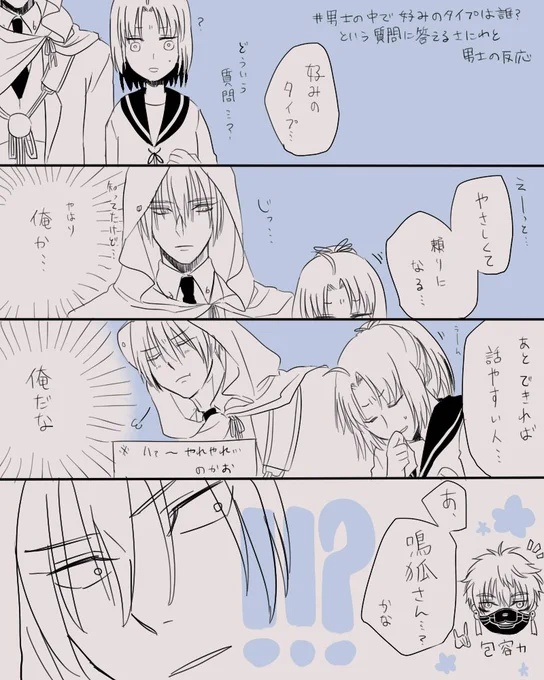 姥さに
 #男士の中で一番好みのタイプは誰という質問に答える主と男士の反応 