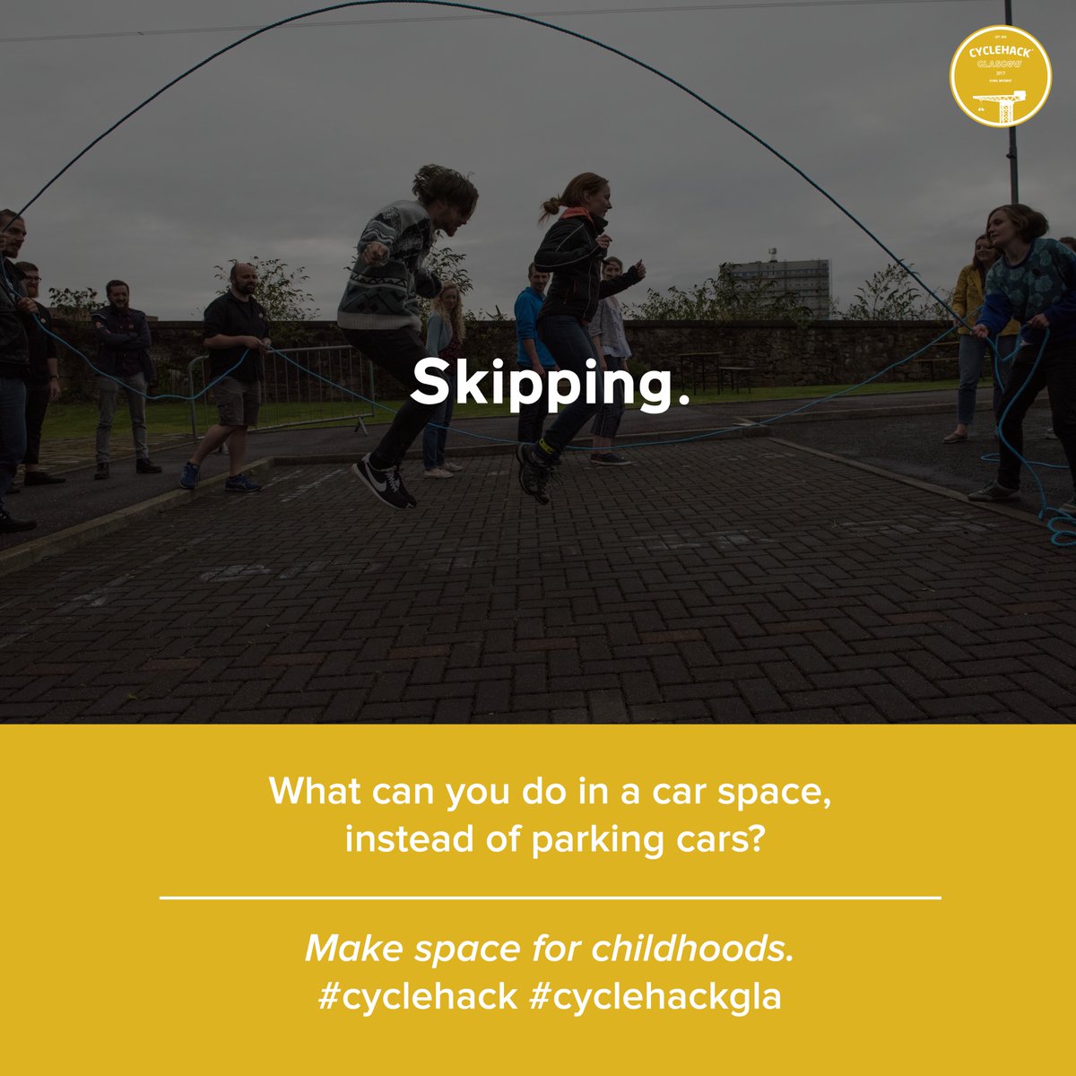 cyclehackgla's tweet image. Make space for childhoods. We're turning car-parking spaces into playgrounds. #makespacefor #cyclehack #cyclehackgla