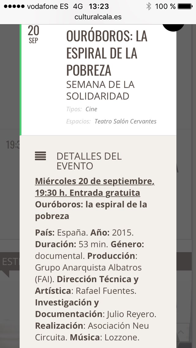 Este miércoles 20 proyectamos en el Teatro Salón Cervantes de Alcalá de Henares. Un lujo
