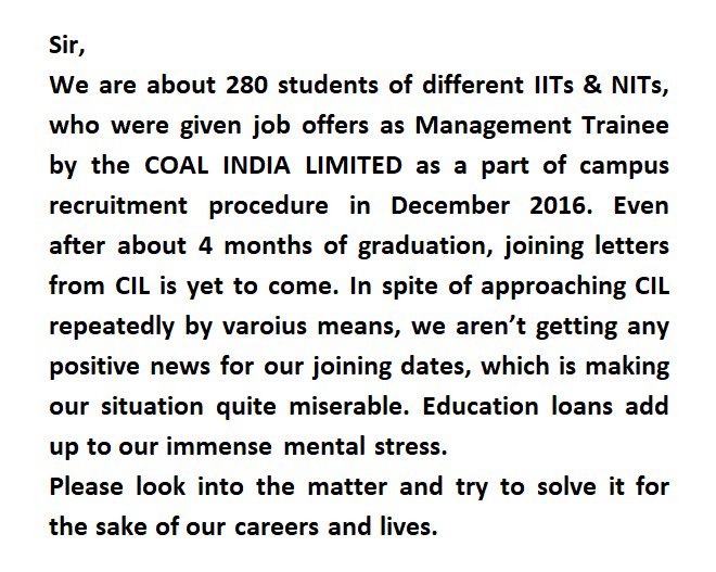 Prasun0612's tweet photo. @narendramodi Happy Birthday sir! Kindly intervene so that we could also do our "seva" for the country. 
@PiyushGoyal
#CILcampusrecruitment https://t.co/uOwVnGtPiI