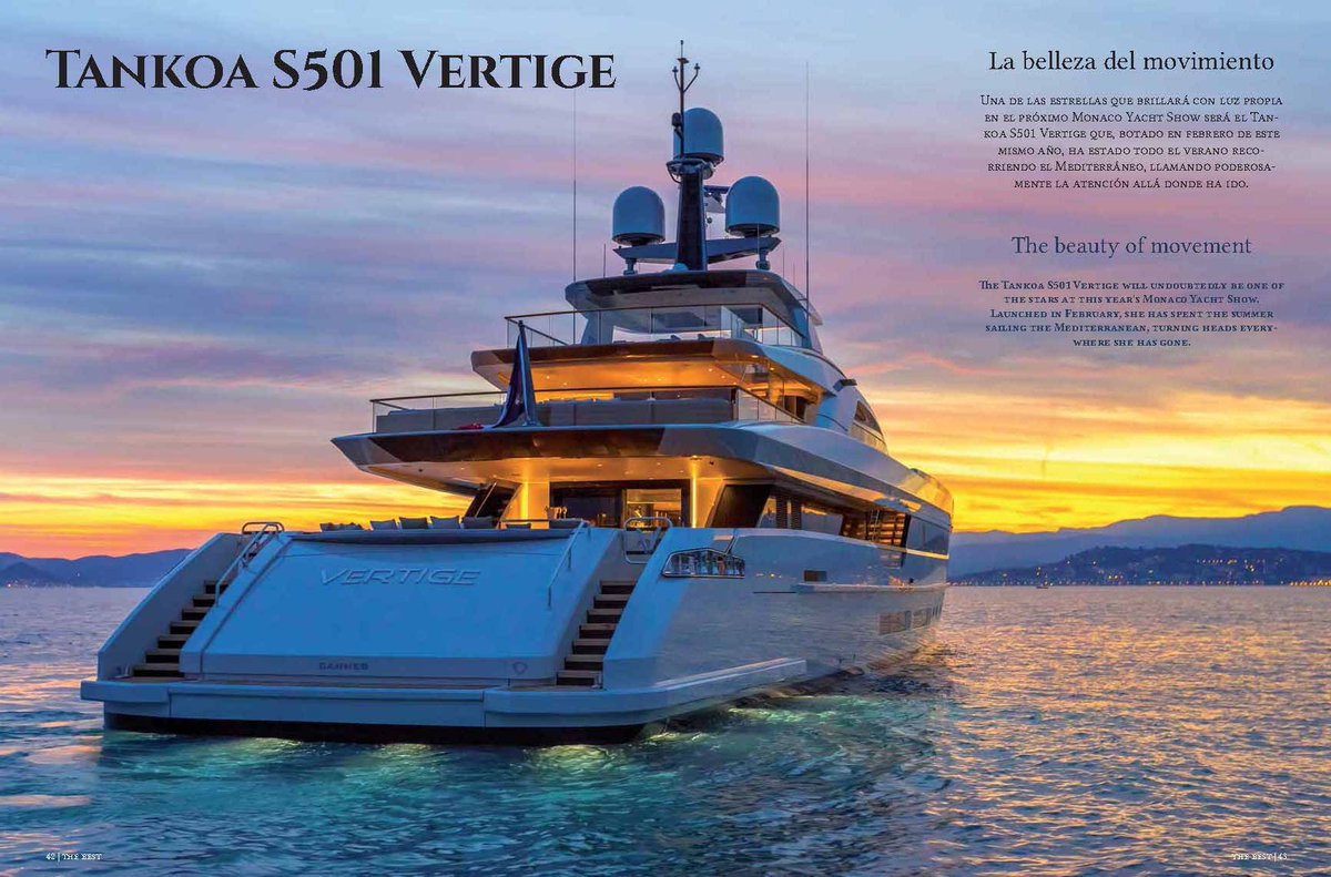 RevistaTheBest's tweet photo. Tankoa S501 Vertige, entre la selección de los barcos de la revista The Best Superyates &amp; Marinas nº 78.
@TankoaYachts https://t.co/LQnvQdxfqO