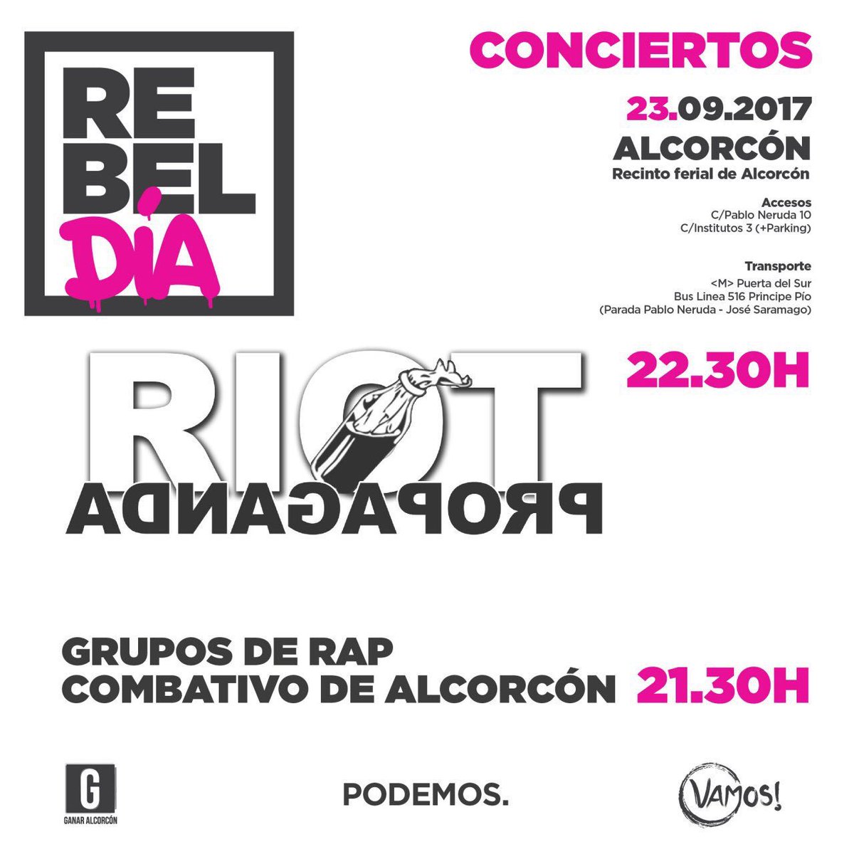 Exhibición de graffiti, grupos de rap combativo, <a href="/RiotPropaganda_/">Riot Propaganda</a> y más. Y de gratis. Nos vemos en Alcorcón: