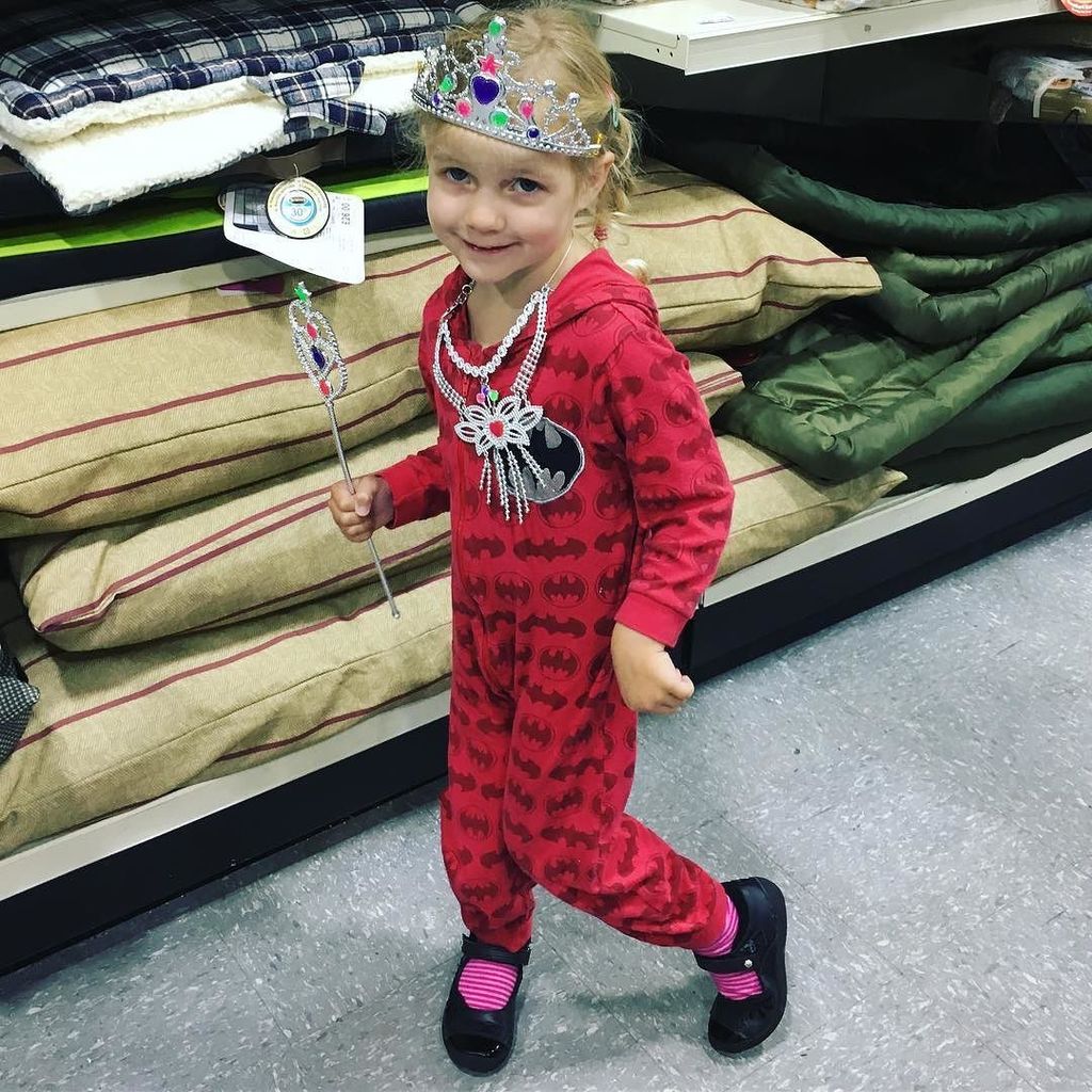 zoecorkhill's tweet photo. Introducing Princess Batgirl! Lydia is rocking the onesie & tiara look today 😂 #shedressedherself #herownstyle #dc… https://t.co/etEzjNHMk4 https://t.co/V6XVGf20p6