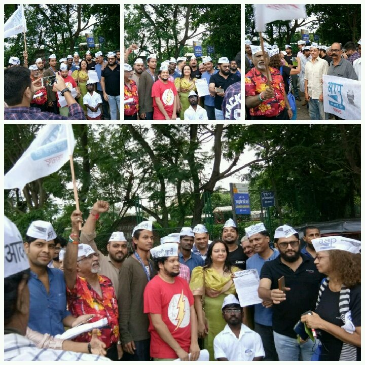 AAPRaigad's tweet image. @AAPMumbai protest against hooliganism of BJP leader Amit Satam at Juhi police station. @AAPMaharashtra