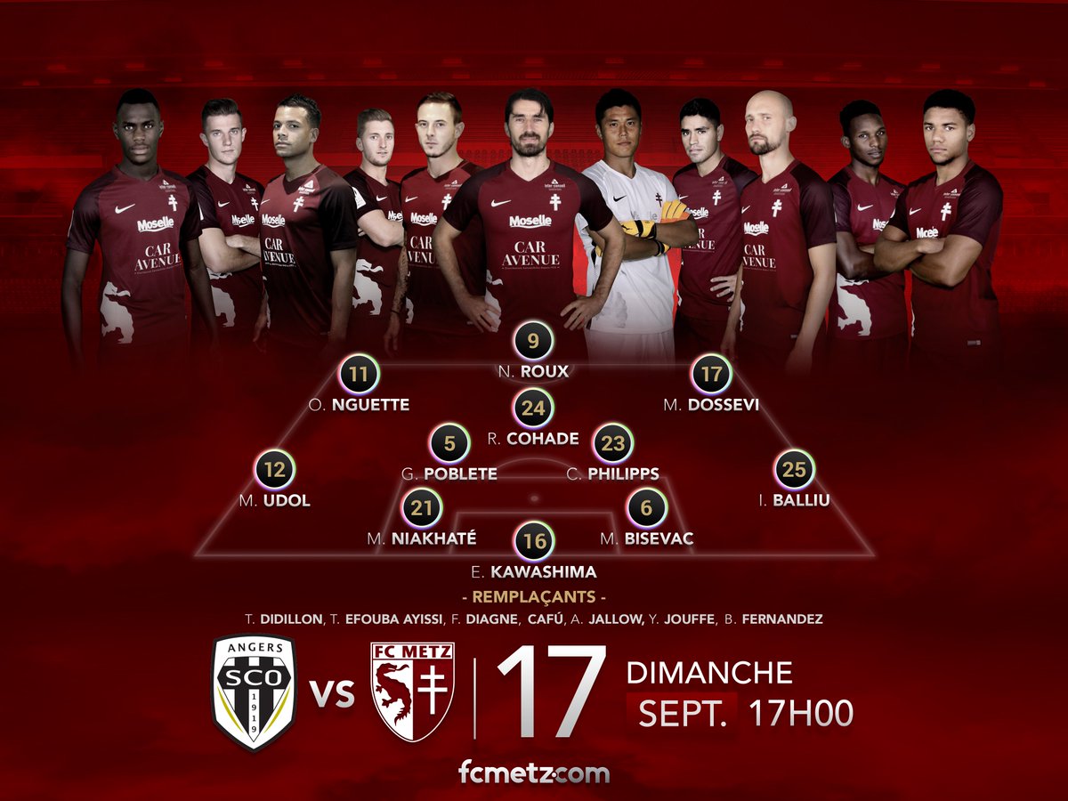 #SCOFCM H-1 Voici le onze grenat pour affronter le <a href="/AngersSCO/">Angers SCO</a> en cette fin d'après-midi ! 👇