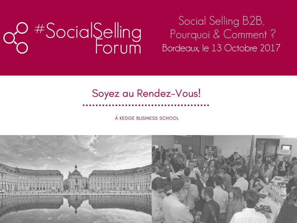 SocialSellingF's tweet photo. Le rdv du #socialselling au
#socialsellingforum de Bordeaux le 13 Octobre.

Réserver: https://t.co/mNTARNSrKx https://t.co/X2WM4PhkQ8
