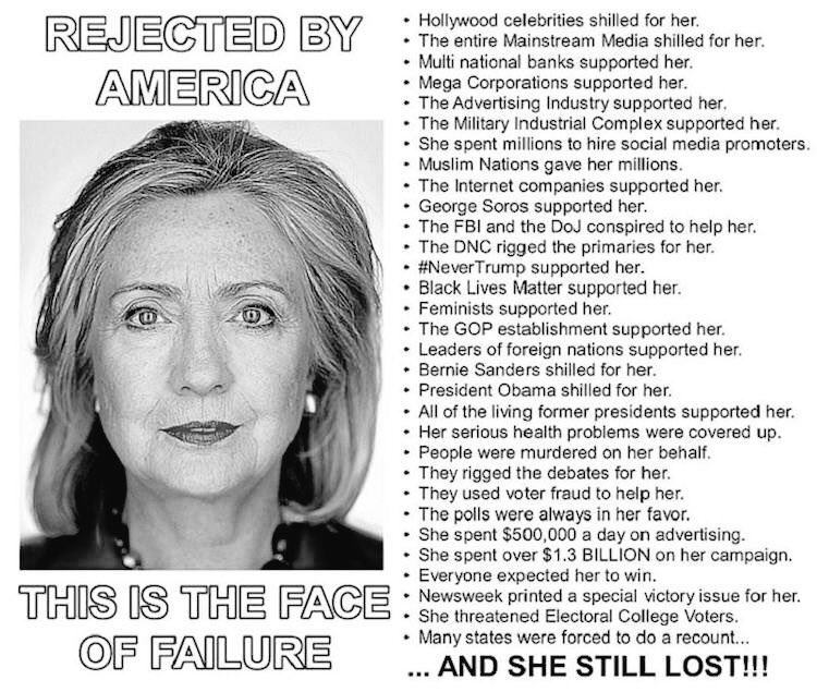 HRC is the biggest loser in American History. She lost twice and stays in a sham marriage with a impeached pervert. #tcot #ccot #gop #maga