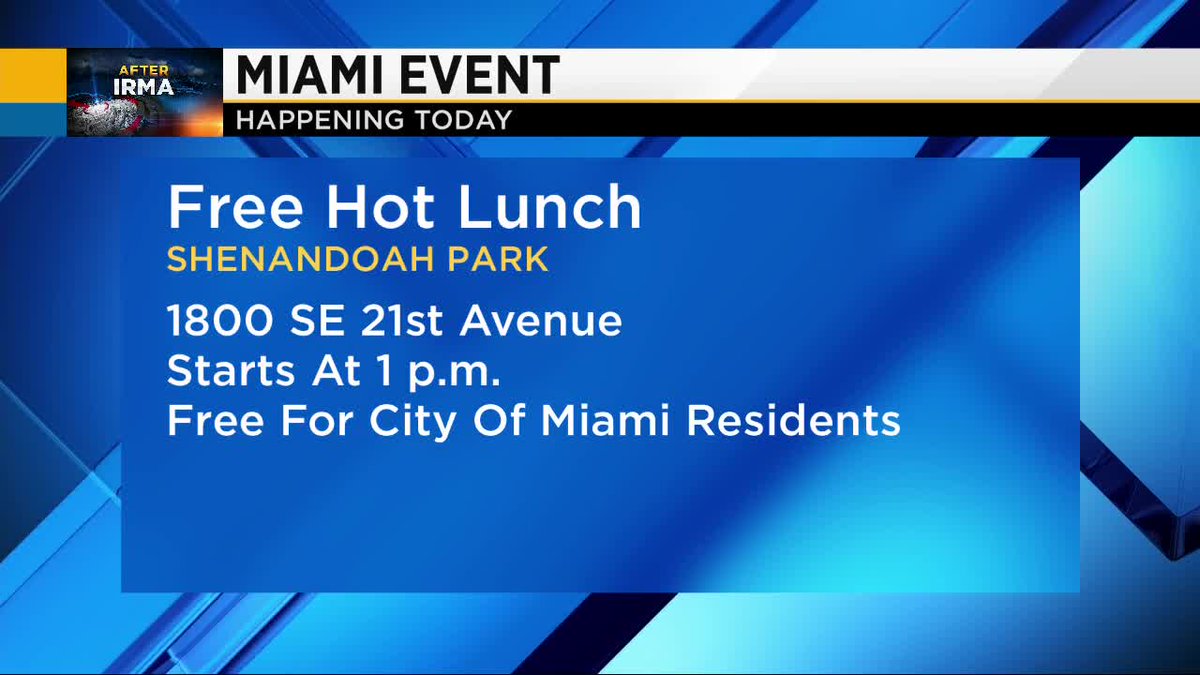 #HurricaneIrma recovery: Here is where free hot lunches will be served in S. Fla. today bit.ly/2yjeXno?utm_me… https://t.co/NSyeg3tMcs