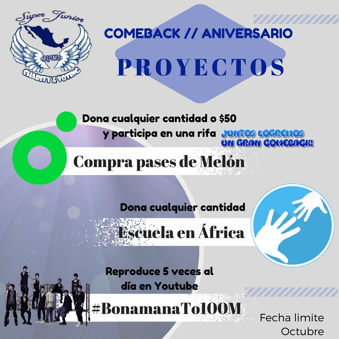 ElfmxV's tweet photo. [PROYECTOS] Es muy importante su apoyo! Estamos ya en la meta para el comeback~

Esperamos su apoyo! #SuperJuniorIsComing #UnionELF https://t.co/CWOzsaK8Wg
