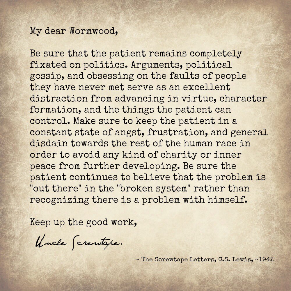 proffsee's tweet image. Sound familiar?  #politics #unsolvableproblems. #virtue #workonyourself