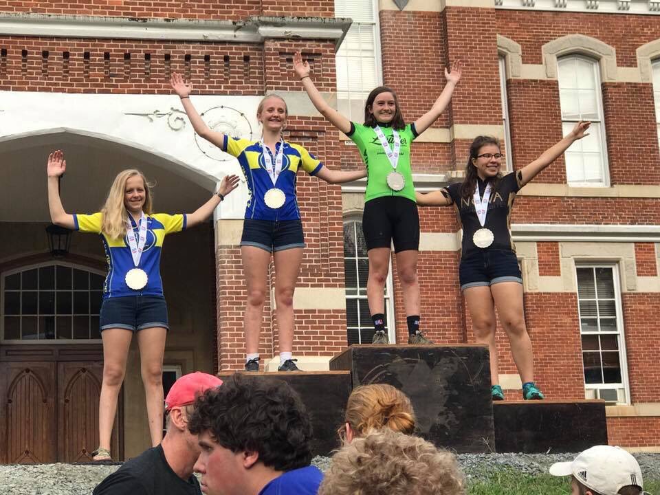 BLACKSBURGHSMTB's tweet photo. BHS Sophomore Women on the podium! @Blacksburg_Gov @BHSBruinsBASE @BlacksburgStuff @BburgHSBruins @ https://t.co/wJQMo4d8Ln