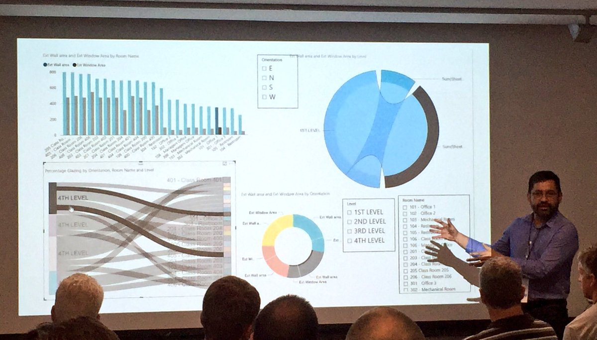 beyondAEC's tweet photo. Loads of beautiful #DataViz in this #Revit > #DynamoBIM > Dashboard workflow presented by @LusecheF &amp; Chris Mungenast. #beyondAEC https://t.co/CCW8o5AszY