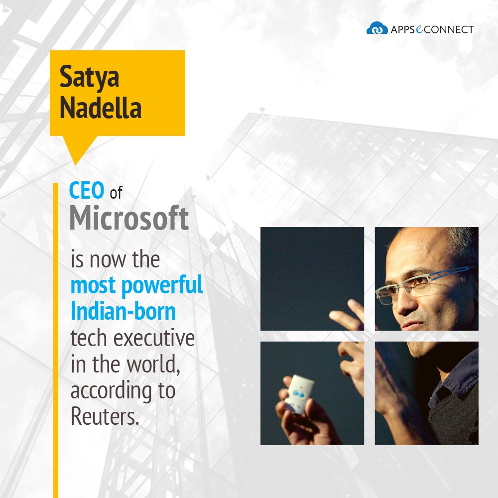 appseconnect's tweet image. Interesting fact about #SatyaNadella, the CEO of The Computing Giant - #Microsoft! #SundayKnowledge