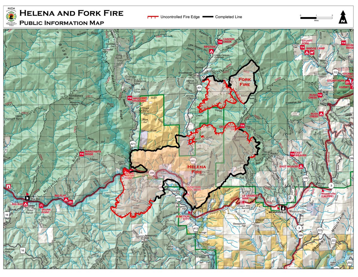 ShastaTrinityNF's tweet image. Sept 17 Update #HelenaFire #ForkFire: Fire was quiet overnight as conditions stayed cool and humidity climbed. More: bit.ly/2w0XVc7