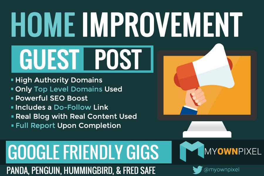 MyOwnPixel's tweet image. Be sure to check out our recent @Fiverr offering: #GuestPost on a #HomeImprovement blog: fiverr.com/myownpixel/add…