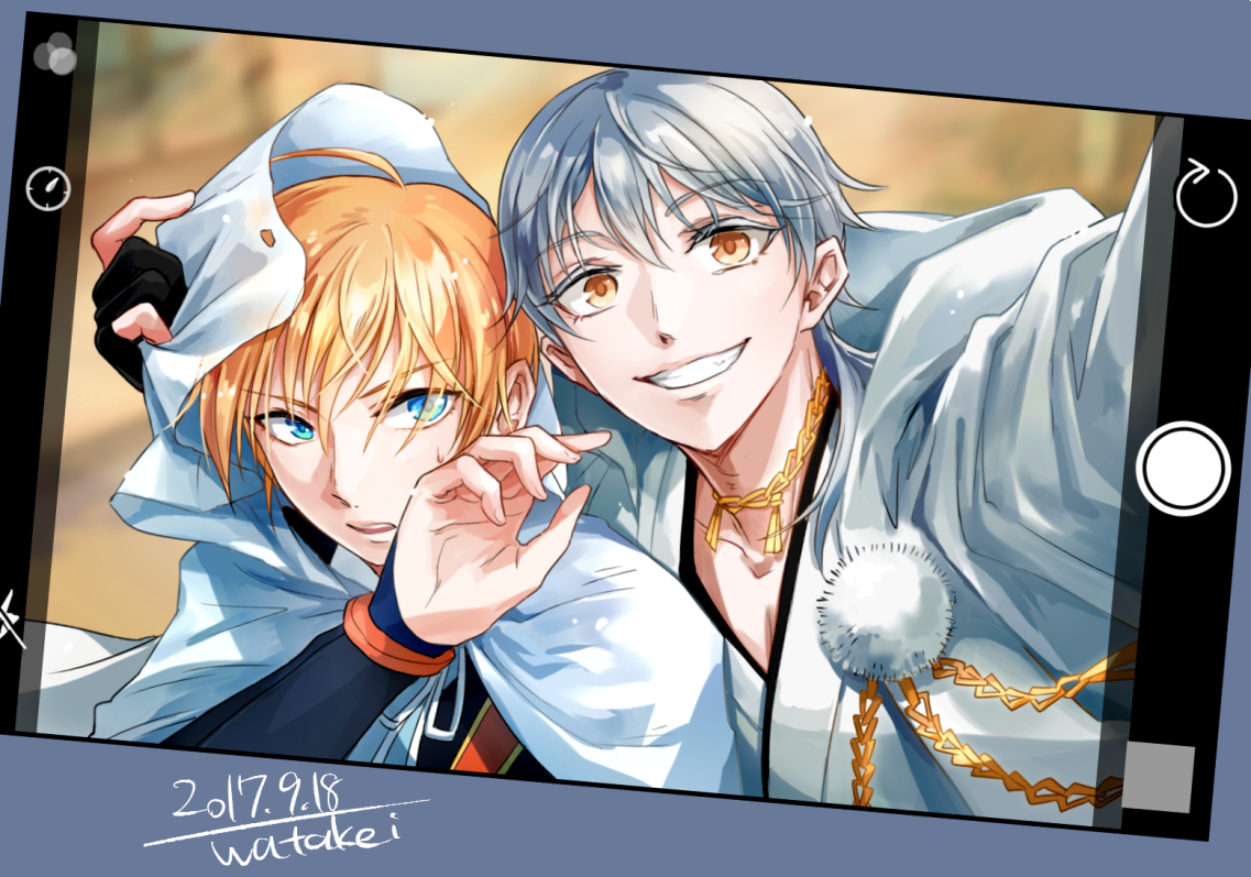 melon_manju's tweet image. 【お題箱より】「山姥切と鶴丸のツーショット」
セルフィーが上手な鶴