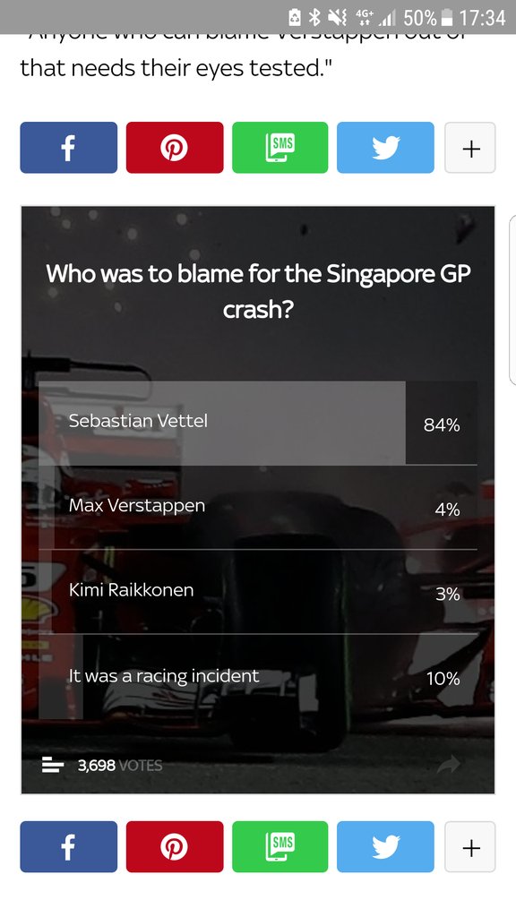 #Vettel guilty according to the 101%  #SkyF1 fans