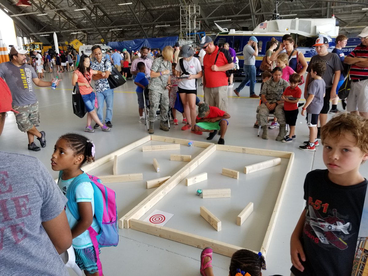 CyberAtUSAFA's tweet photo. Crowds getting bigger! Not sure who is more excited by our robots the kids or the adults... #STEM @AFCyberWorx https://t.co/4pdeHPFdHc