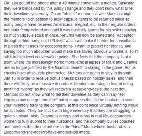 heartandsoulneb's tweet photo. Mass exodus coming soon where we may see #lularoe mentors start to leave? Bonus checks way down, creepy af CEOs. https://t.co/oOKGfhTLKS