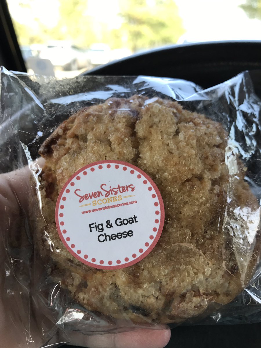 I got a whole bag of this delicious goodness! Fig & Goat Cheese is my favorite. @7sistersscones #chattanoogamarket