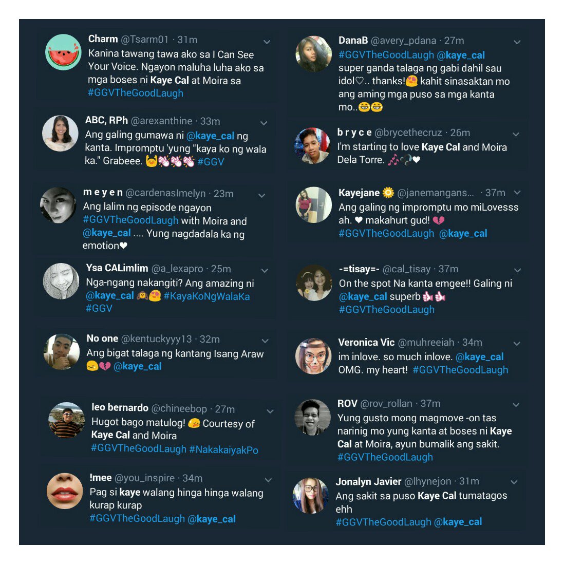 teamkayecalbcd's tweet photo. Nag trending sa puso ng marami. ♡ Thank you so much @abscbnggv and Ms. @vicegandako. Much love 😊💙 
#KayeCal #KayeCalOnGGV
#GGVTheGoodLaugh https://t.co/GjuJT9QpAL