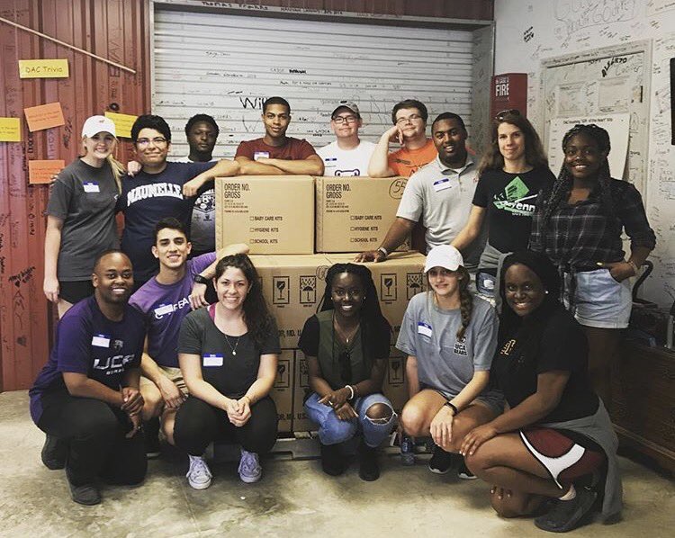 WillTeeterAR's tweet photo. UCA SGA Senators packed over 550 hygiene kits to support people effected by #HurricaneHarvey and #HurricaneIrma https://t.co/gFiUvEr1p4