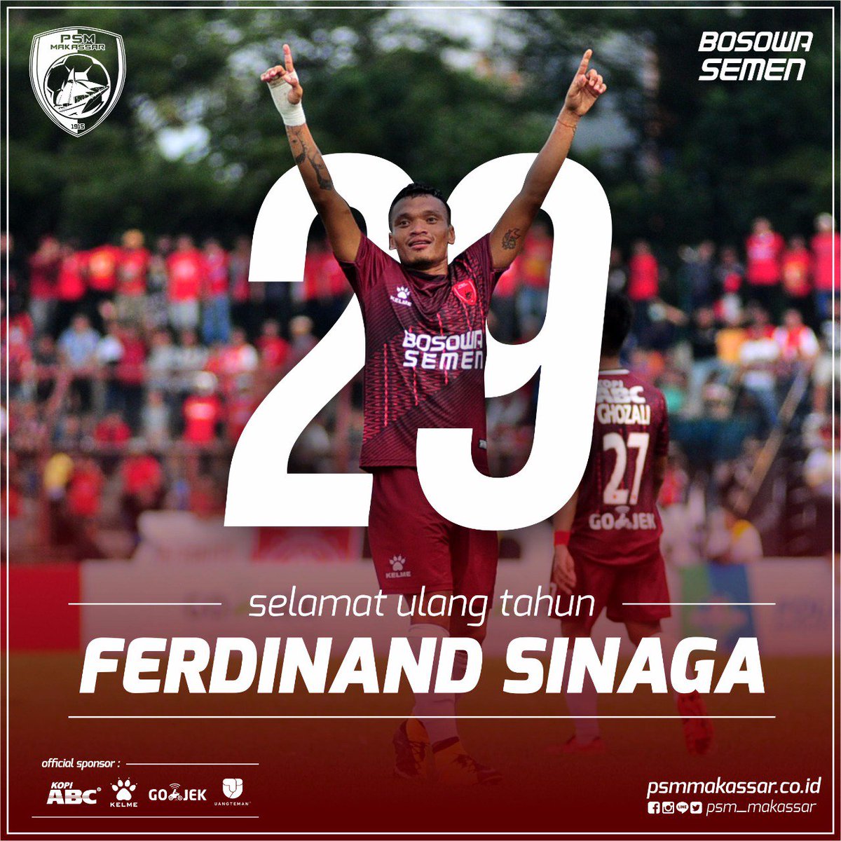 PSM_Makassar's tweet photo. Selamat ulang tahun Ferdinand 'The Dragon' Sinaga, semoga sehat selalu dan membawa PSM Makassar juara liga1. 🐉 #EwakoPSM https://t.co/Y2uE7V6QvC
