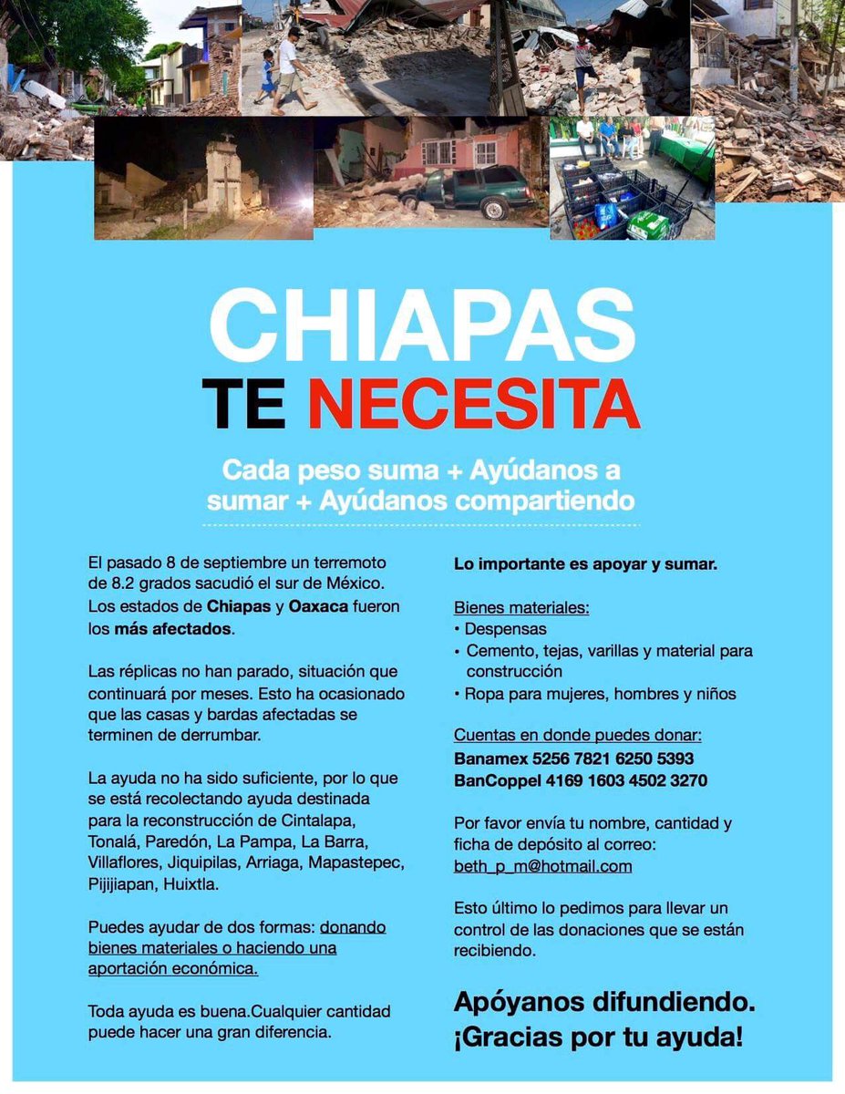MontBeth's tweet photo. #ChiapasTeNecesita 💙🙏🏼 RT https://t.co/ecQYXKx6iz