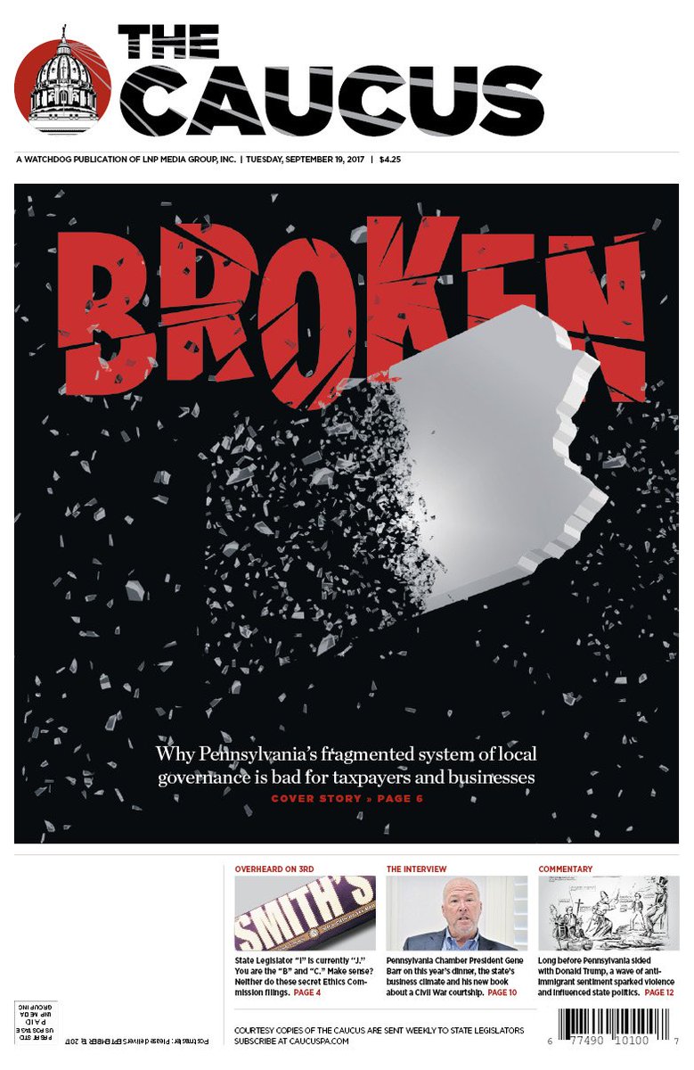 _thats_pat's tweet photo. This week's @CaucusPA - PA's fragmented system of local govt, the 1850s Know-Nothing party, Gene Barr of @PAChamber #design #PAPolitics https://t.co/g65axlFl1Q