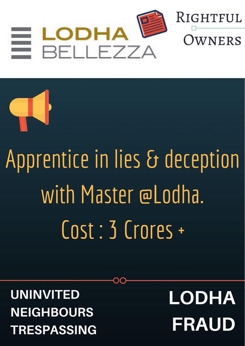 vkatikaneni's tweet photo. Apprentice in lies &amp; deception with Master @Lodha
Cost: 3 Crores+ @lodha_bellezza 
#LodhaBellezza_RightfulOwners #lodhabellezza https://t.co/C6R6zpgdWJ