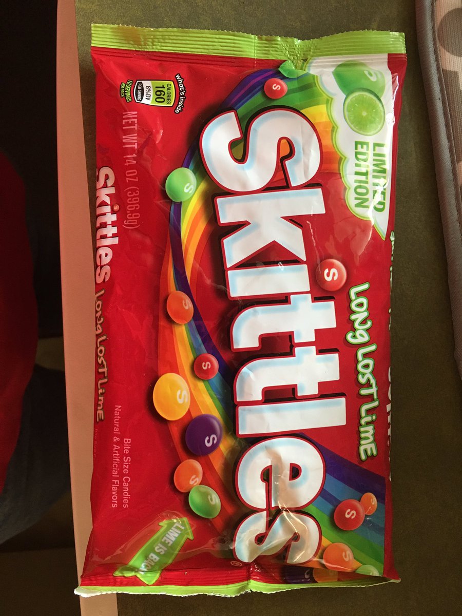 CTR_Aldineri's tweet photo. Oh yeah!!! Lime is back, baby! Happiest day in a long while. @Skittles #LongLostLime https://t.co/Nf9TV6yflK