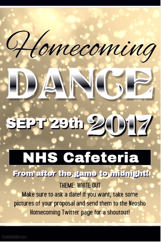 Hey, Wildcats! Here's another poster for you guys! Tickets should be on sale soon, don't miss them! We hope to see you at the dance! 🧡🖤🕺💃